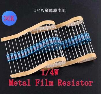 (100шт) 36K Ом 1/4 Вт Металлический пленочный резистор 36K Ом 0,25 Вт 1% ROHS