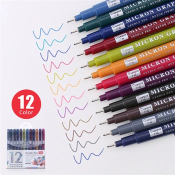 12 Цветов Эскиз Игольчатая ручка 0,5 мм Превосходная ручка для рисования Тонкая подводка для рисования Маркером Манги Аниме Изысканные ретро Цвета