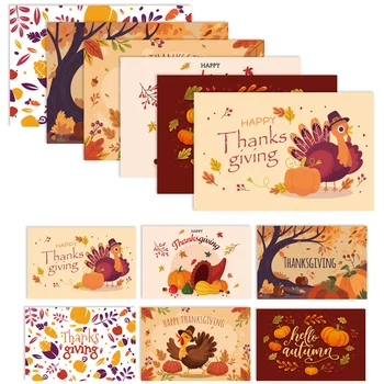 12 шт. Декоративных поздравительных открыток с сообщением о празднике Благодарения, Дизайн, Белые Принадлежности для вечеринок, детские мультяшные открытки с благословением