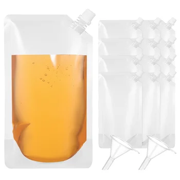 12 Шт Колбы Для Сока Многоразовые Пакеты Для Напитков Воронки Для Пищевых Приправ Пластиковый Контейнер Из Нового Материала Прозрачный