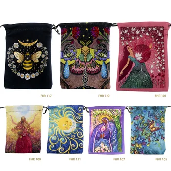 2023 Новая сумка для хранения карт с двусторонним цветным принтом, фланелевая сумка, аксессуары для кристаллов Таро, сумка на шнурке, подарочная сумка