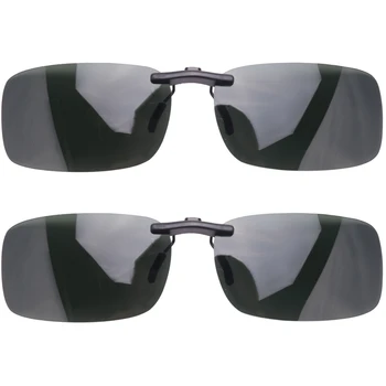 2X солнцезащитных очков с прозрачными темно-зелеными поляризованными линзами для мужчин с клипсами