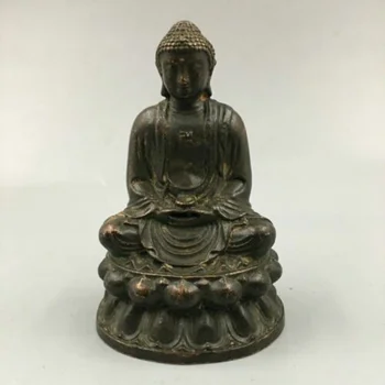 3,5-дюймовая Коллекционная китайская Бронзовая Статуя Будды Шакьямуни Амитабхи из буддизма