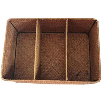 3-секционные плетеные корзины для полок, корзины для хранения Seagr ручной работы, Большая корзина для туалетной бумаги