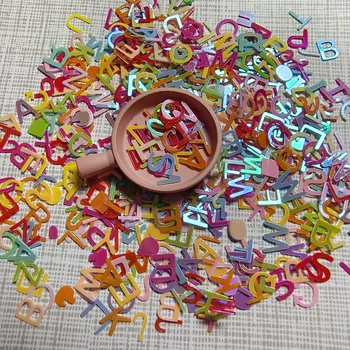 5-6 мм 500 г / лот Блестки в форме букв Красочный алфавит для ногтей DIY Блестки-пайетки для маникюра Материал