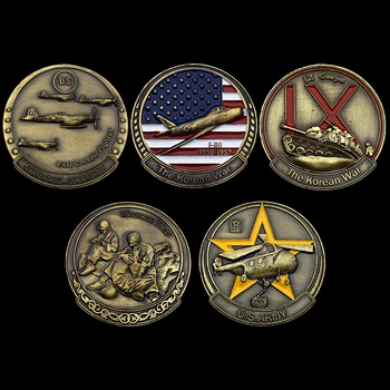 5шт Война в Корее, Самолет, Танк, Солдат, Бронзовая Монета, Медаль США 1 Унция Редкого Художественного Сувенира