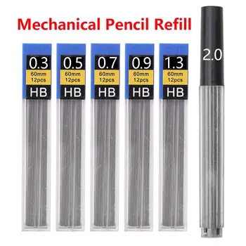 6 Коробок черной автоматической заправки карандашей 0.3/0.5/0.7/0.9/1.3/2.0 Замена графитового грифеля механического карандаша с возможностью стирания мм