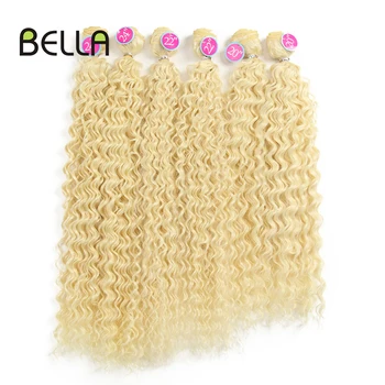 Bella Пучки светлых синтетических волос для наращивания, Кудрявые волосы в африканском стиле, плетение волос Nature 6 ШТ., 20 22 24-дюймовые пучки светлых волос