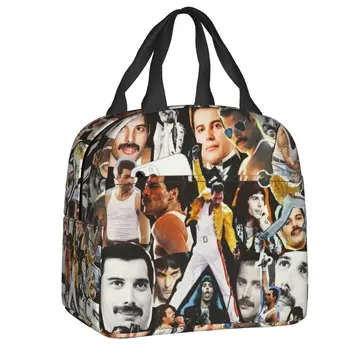 Freddie Mercury-fiambrera portátil Collage para mujer, bolsa de almuerzo térmica más fresca con aislamiento para alimentos, Quee