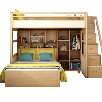L Скандинавская Массивная деревянная кровать с регулируемой высотой вверх и вниз, Двухъярусная кровать, Двухъярусная кровать, Комплект мебели для спальни