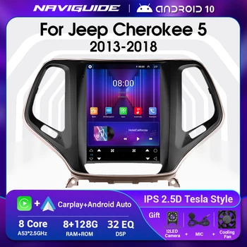 NAVIGUIDE для Jeep Cherokee 5 KL 2013-2018 Экран в стиле Tesla Автомобильный радиоприемник Мультимедийный видеоплеер Навигация GPS Система Android