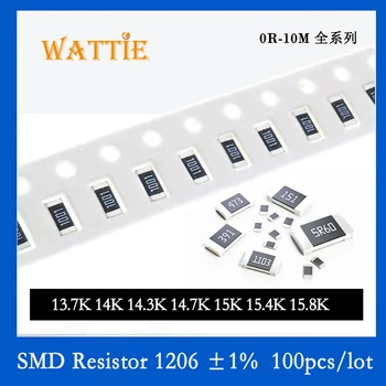 SMD резистор 1206 1% 13.7K 14K 14.3K 14.7K 15K 15.4K 15.8K 100 шт./лот микросхемные резисторы 1/4 Вт 3.2 мм* 1.6 мм