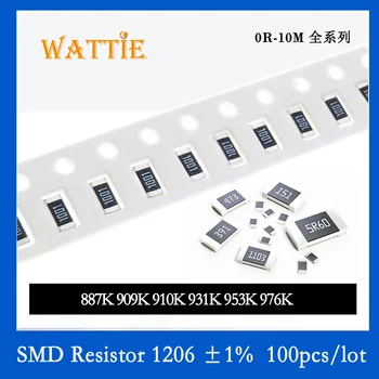SMD резистор 1206 1% 887 К 909 К 910 К 931 К 953 К 976 К 100 шт./лот микросхема резисторов 1/4 Вт 3,2 мм*1,6 мм