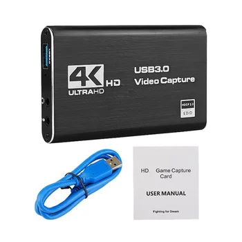 USB 4K 60Hz, совместимая с HDMI карта видеозахвата 1080P для записи игр, блок прямой трансляции, USB 3.0 Граббер для камеры PS4