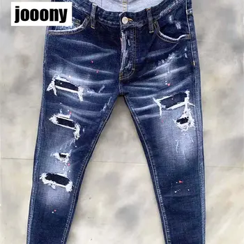 Y2K Эстетика Мужские Классические джинсовые брюки люксового бренда 2023 Мужские уличные джинсы Slim Fit Мужские стрейчевые обтягивающие джинсы Качество рваных джинсов