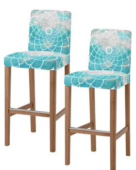 Абстрактные Геометрические цветы в масляной живописи, Высокая спинка, 2 шт. Чехол для стула, Кухонный эластичный чехол для барного стула, чехлы для сидений в столовой