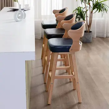 Барный стул из массива дерева простой высокий стул со спинкой барного стула в скандинавском стиле стойка регистрации кассира барный стул высокий стул легкая роскошь