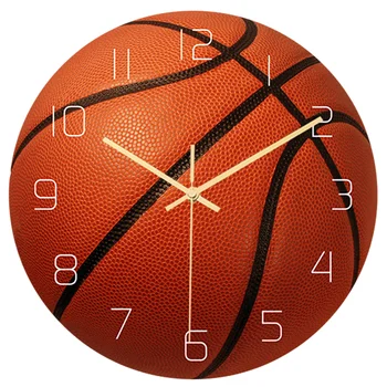 Баскетбольные настенные часы без звука, подвесные часы, спортивное настенное украшение для домашнего офиса, кафе, детской комнаты (без батареек)