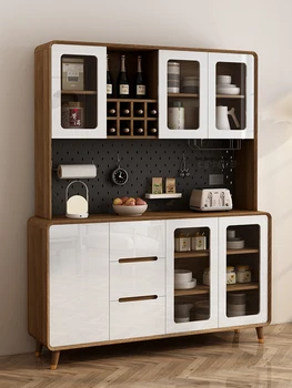 Боковой шкаф из массива дерева, винный шкаф, чайный шкаф, высокий шкаф для гостиной, многофункциональный шкаф для хранения большой емкости