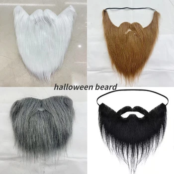 Борода Санта-Клауса на Хэллоуин, борода белая, длинные волосы, черная борода, наряд для вечеринки
