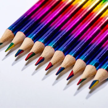 Бумага 3шт, радужные карандаши, 4 цвета в 1, Градиентные мелки, канцелярские принадлежности для школы и офиса, принадлежности для письма и рисования