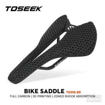 Велосипедное седло с 3D-принтом TOSEEK из углеродного волокна, Сверхлегкое, Полое, Удобное, Дышащее, MTB, Детали для сидения для горных шоссейных велосипедов