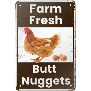 Винтажная Металлическая Жестяная Вывеска Farm Fresh Butt Nuggets Рынок Продажи Куриных Яиц Фермерский Сарай Ванная Комната Yardr Тематические Подарки Деревенский Плакат