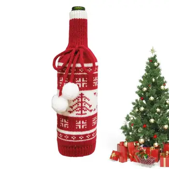 Вязаная крышка для бутылки вина, Рождественский свитер, Мягкая защита для бутылки вина, Мягкий Чехол для бутылки вина в виде Оленя Санта-Клауса и Снеговика Для
