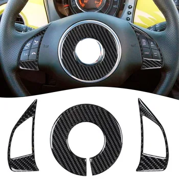 Горячая Распродажа 3шт карбонового волокна Внутренняя отделка рулевого колеса для Fiat 500 2012-15 Автомобильные аксессуары