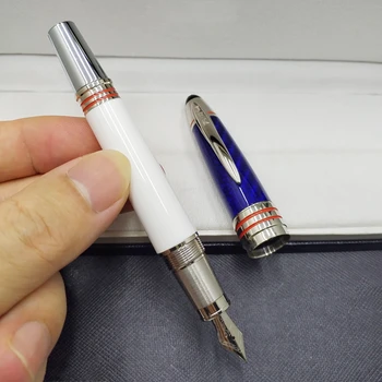 Горячие продажи Белая и синяя Шариковая ручка JFK MB из углеродного волокна / авторучка канцелярские принадлежности класса люкс для письма шариковыми ручками