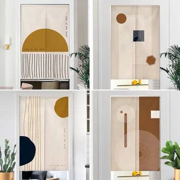 Дверная занавеска в стиле Ваби-саби, Простая полосатая кухня, гостиная, перегородка ванной комнаты, занавески Noren, спальня, висящая наполовину занавеска