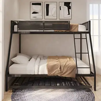 Двойная цельнометаллическая двухъярусная кровать, простая в сборке, прочная для мебели для спальни в помещении.
