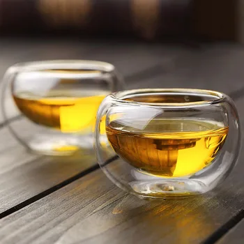 Двухслойное термостойкое стекло, чайный сервиз из двойного стекла, набор чайных чашек с фильтром