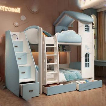 двухъярусная кровать одинаковой ширины, кровать для сестры и брата, детская кровать, многофункциональная кровать с отверстиями в дереве, высокая и низкая кровать вверх и вниз, магазинная моль