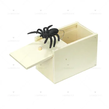 Деревянная коробка для Розыгрышей, Пугающая коробка для игрушек на Хэллоуин, Поддельный Друг-Паук, Забавная игра, Подделка Страшного подарка, Хитрая Деревянная коробка