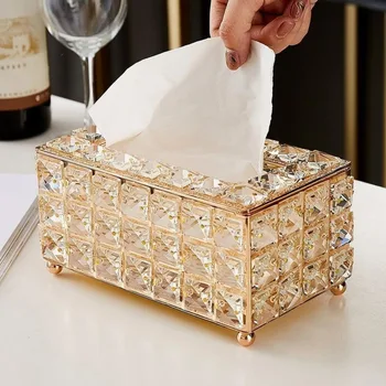 Европейская хрустальная коробка для салфеток, креативное украшение для домашнего рабочего стола, коробка для хранения бумажных полотенец, офис, спальня, кухня, ванная комната, коробка для бумаги