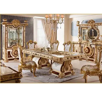 Европейский королевский обеденный столовый гарнитур роскошный обеденный стол на 6 мест из массива дерева стол и стул французская мебель для столовой