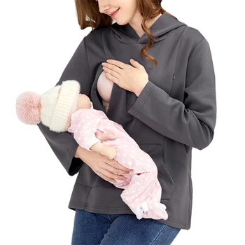 Женские толстовки для беременных и кормящих, однотонные пуловеры для грудного вскармливания с длинным рукавом, свитшоты для беременных