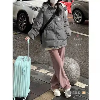 Женское пуховое пальто с хлопчатобумажной подкладкой, новинка зимы 2022 года, маленькое короткое съемное мешковатое пальто в корейском стиле