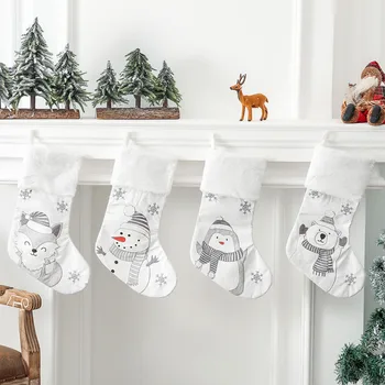 Животные, Пингвин, Белые Рождественские Чулки, Нетканая ткань, Снежинка, Снеговик, Рождественский кулон, Рождественский орнамент