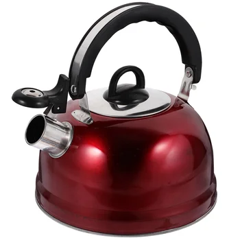Жужжащий чайник Эспрессо-машины Домашний чайник для воды Плита Из нержавеющей стали Свистящий чай Красный чайник пищевой марки