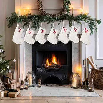 Изысканный рождественский декор с вышивкой, привлекательный рождественский чулок с буквами, декор для праздничной елки, подарочный держатель на Новый год