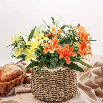 Имитация цветка Реалистичный искусственный цветок Обеденный стол поддельные лилии растительный орнамент товары для дома