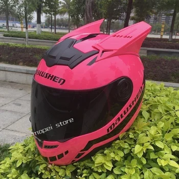 Индивидуальные рожки Электрический Мотоциклетный шлем для бега по пересеченной местности Four Seasons Pink Locomotive Safety Hat Властный Высший сорт