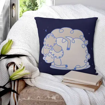 Квадратная наволочка с милыми овечками, дремлющими на подушке, декор из полиэстера, комфортная подушка для дома, автомобиля