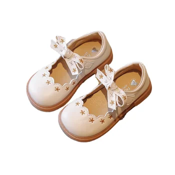Кожаная обувь для девочек, детская обувь принцессы с милым бантом, мягкая подошва, тонкие туфли для маленьких девочек