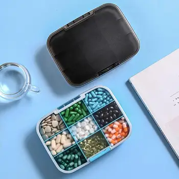 Коробка для таблеток, 9 отделений, Влагостойкий контейнер для таблеток, Большая емкость, Прозрачный дизайнерский органайзер для таблеток для путешествий по дому