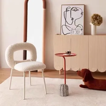 Косметический стул для отдыха в гостиной из кашемира ягненка Скандинавский дизайнерский обеденный стул табурет для макияжа Роскошная мебель для макияжа