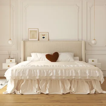 Кровать из массива тофу минималистичная большая кровать из черной коровы современная простая главная спальня с высококлассной атмосферой черный пол мягкая кожаная кровать