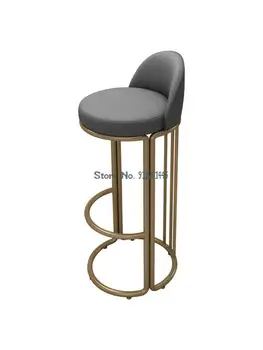 Легкий роскошный барный стул в скандинавском стиле, железный домашний барный стул, модная спинка барного стула, современный табурет с высокими ножками